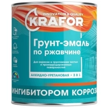 Грунт-эмаль по ржавчине 3 в 1 Krafor, алкидная, глянцевая, 1 кг, серая