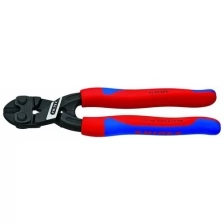 Болторез компактный KNIPEX KN-7102200, рез: мягкая проволока Ø 6 мм, проволока средней твёрдости Ø 5.2 мм, твёрдая проволока Ø 4 мм, рояльная струна (HRC 59) Ø 3.6 мм, L-200 мм, чёрный, 2-компонентные рукоятки