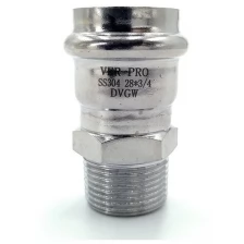 Пресс фитинг 15x1/2" переход на наружную резьбу "VER-PRO" нержавеющая сталь AISI304