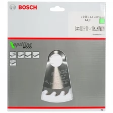 Диск пильный 165 х 30 мм, 24 зуба, BOSCH Optiline Wood, 2608640602