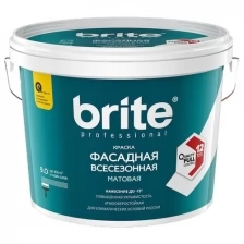 BRITE PROFESSIONAL краска фасадная всесезонная матовая, база С (9л)