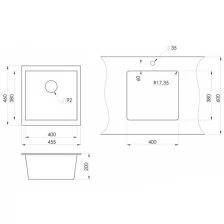 Кухонная мойка Emar EMQ-1455.P, Антрацит