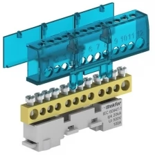 Tekfor Шина изолированная сечение 6х9, 16 отв., крепление на DIN-рейку и поверхность, синяя KSN-6-6x9-16 BLUE