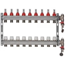 ColSys P810, 9 выходов. Коллекторная группа с расходомерами, термостатическими клапанами, воздухоотводчиками и дренажными шаровыми кранами