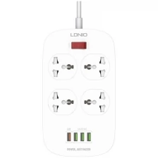 Сетевой фильтр Ldnio SC4407Q 4 Sockets 2m 4xUSB+QC 3.0 Выкл. на розетки Black LD_B4611