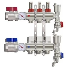 Коллекторная группа TIM KA003 с расходомерами 1", 3 хода, латунь c кранами, полный комплект